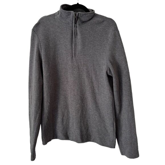 Banana Republic Gray Cotton Wool Blend 1/4 Zip Pullover Sweater Mens Size Medium - Picture 3 of 8